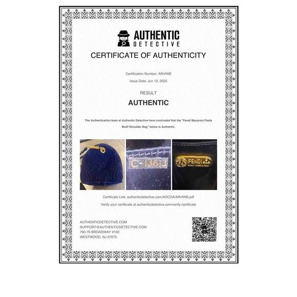 Fendi Vintage Blue Quilted Velvet Pasta Crossbody Bag CoA Authentic Lagerfeld - Picture 8 of 8